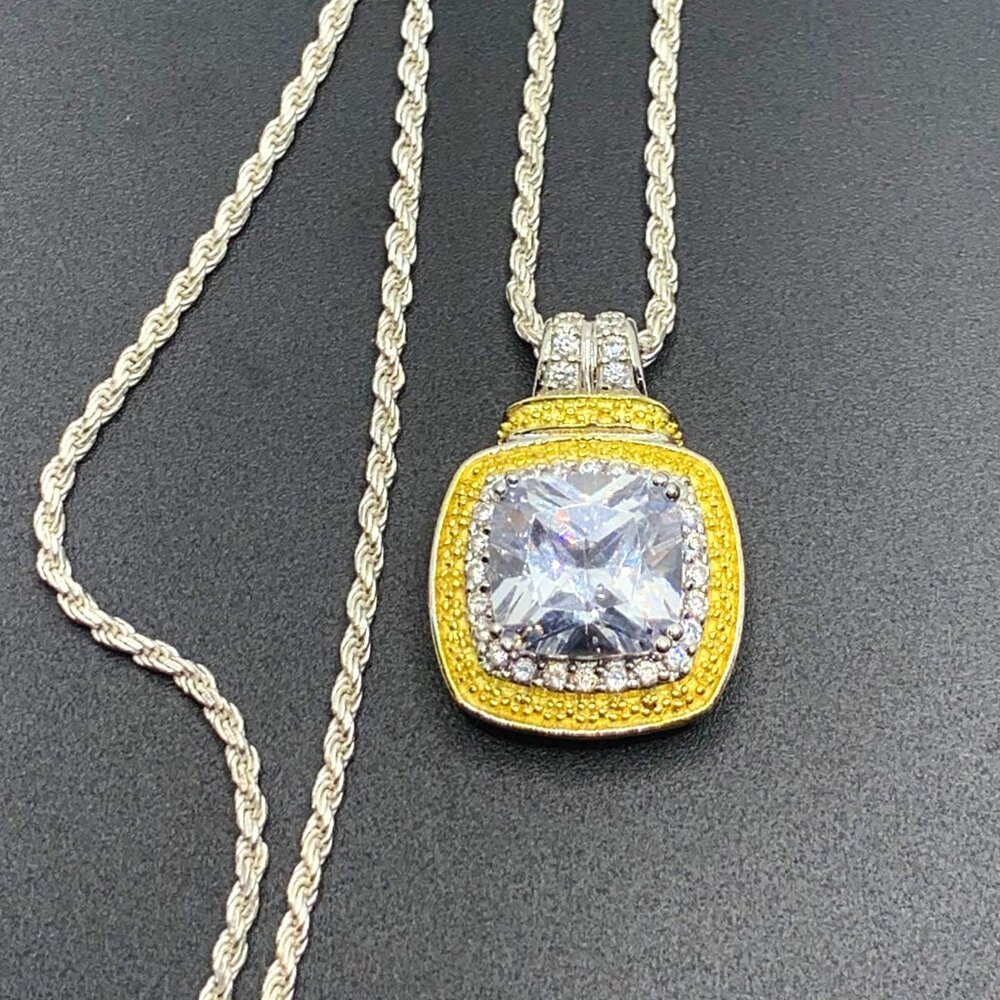 Solid 925 Sterling Silver 5ct Modified Square Cut… - image 2